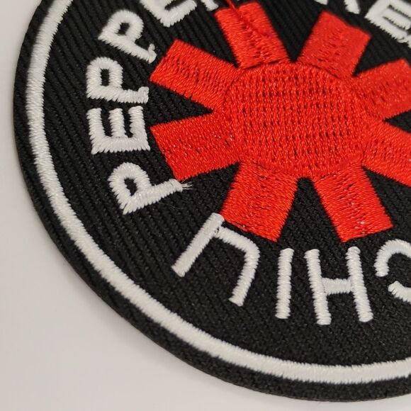 Red Hot Chili PeppeIron On Embroidered Patch Red and White on Black background - Picture 5 of 7